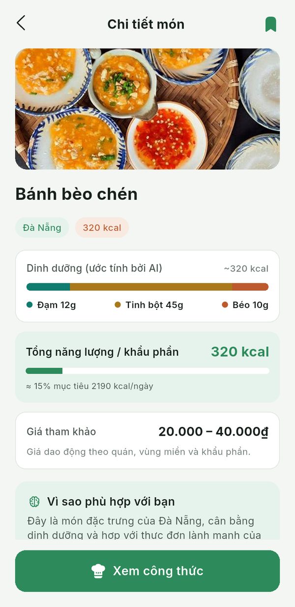 Dish details: bánh bèo chén, 320 kcal, nutrition and why it suits your goal